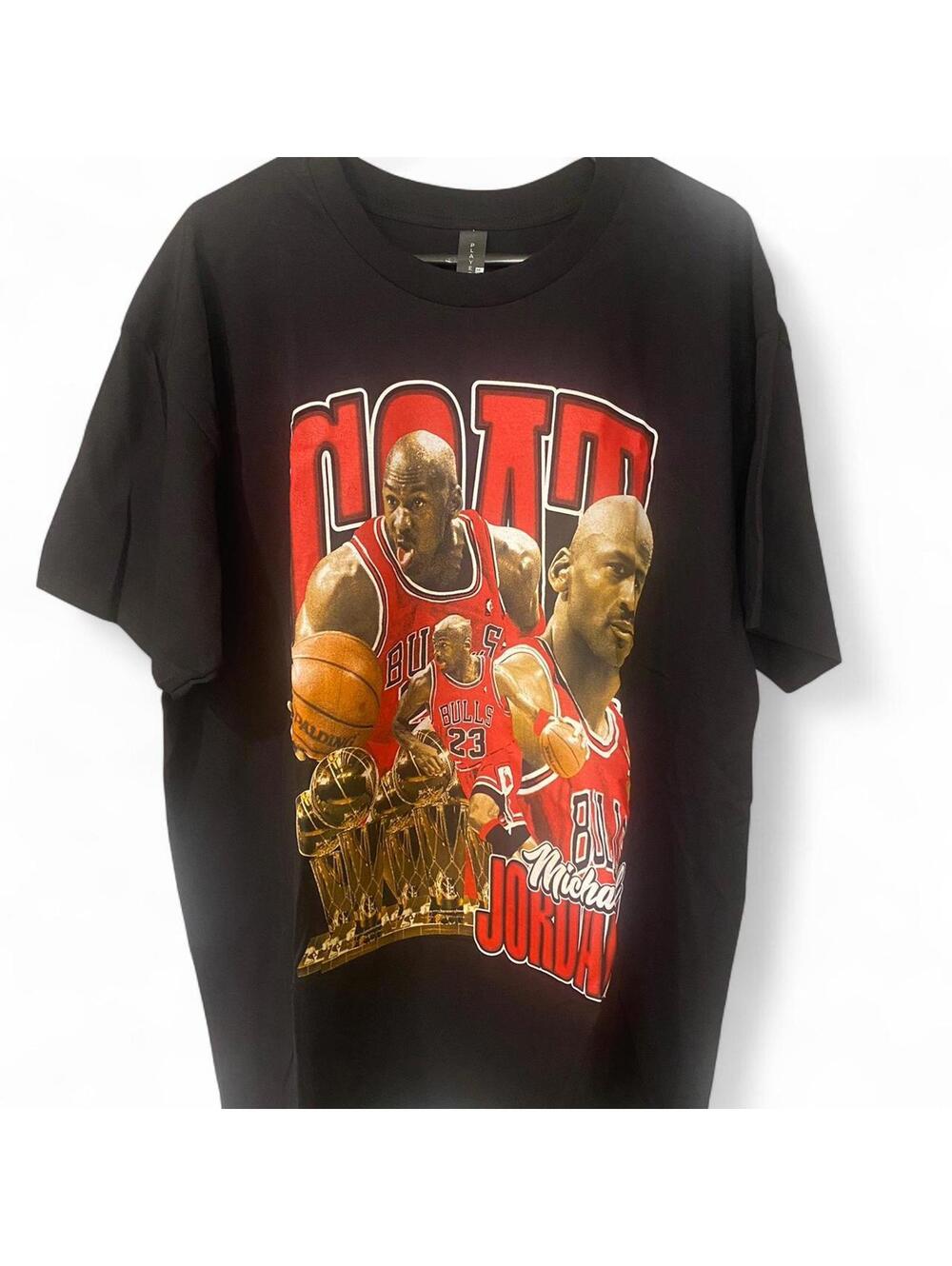 Michael Jordan Player Y Tees Black Chicago Bulls GOAT Graphic Tee #NBA